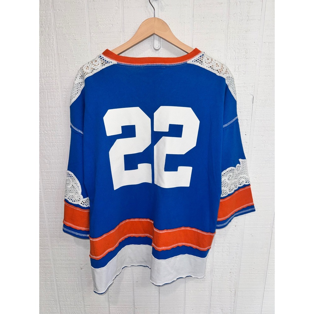We The Free Cambridge Hockey Jersey Women Blue Orange Lace Accent S/M - Picture 5 of 7